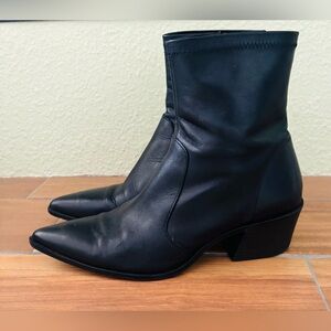 Zara Black Leather Ankle Booties Boots w/ 2.5” Heel Size: EU 40/ US 9